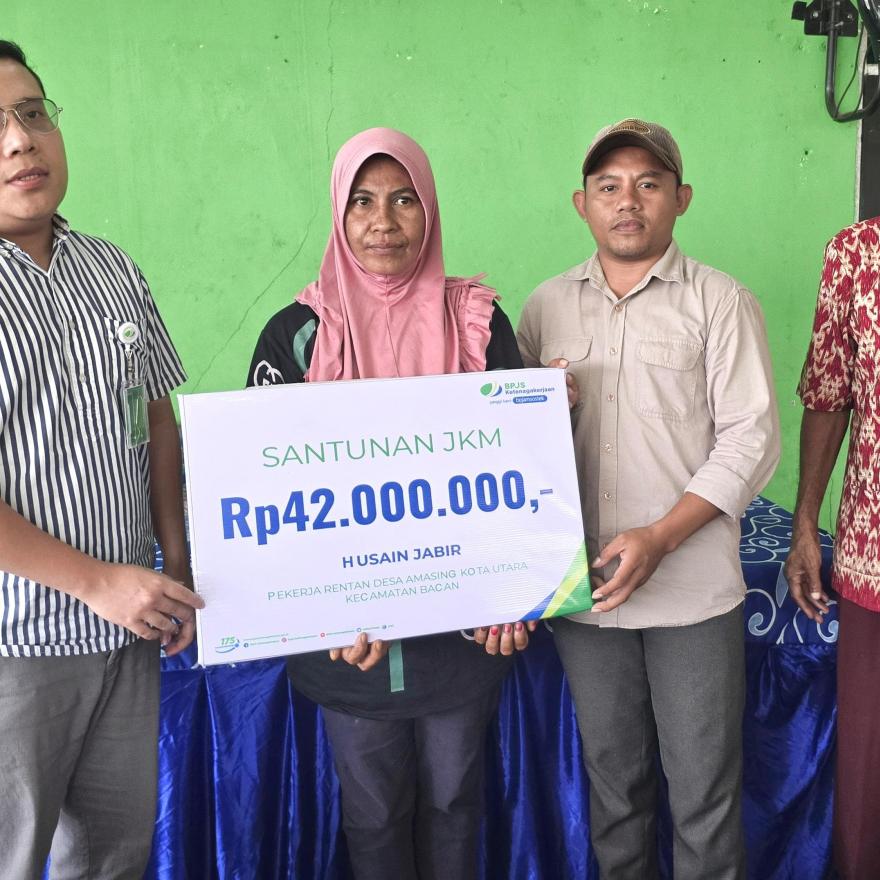 Sosialisasi BPJS Ketenagakerjaan dan Penyerahan Santunan Kematian Digelar di Desa Amasing Kota Utara